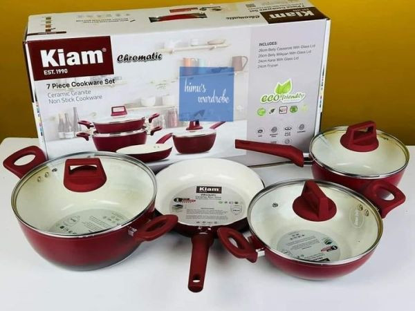 Kiam Die-Casting 7 Set Non-Stick Pan Ceramic Coated-Brown Color