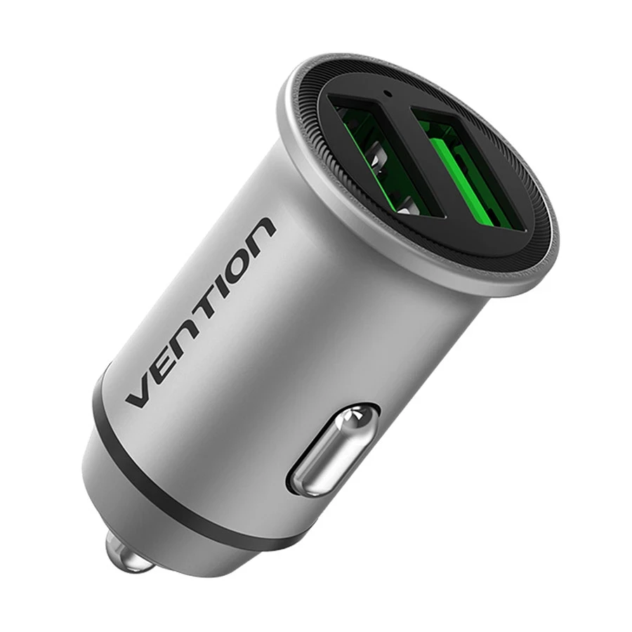 Vention FFAH0 Dual USB-A 18W Gray Fast Car Charger #FFAH0