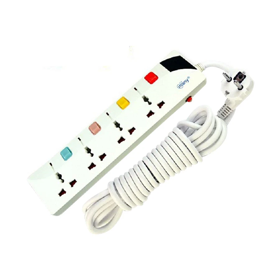 Many 2 Pin 4 Port White Power Strip # MTS-G147 (3 Meter)