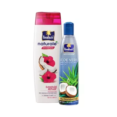 Parachute Naturale Shampoo Damage Repair (Free Parachute Aloe Vera Hair Oil 150 ml)