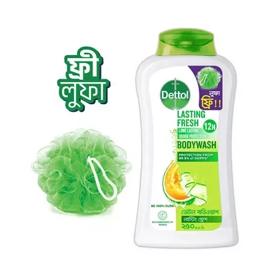 Dettol Lasting Fresh Bodywash (Free Loofah)