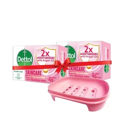 Dettol Soap Bar Skincare With Moisturizer 75 gm (Free Soap Case 1 pcs)