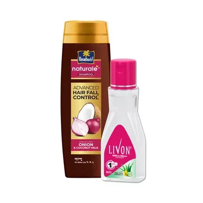 Parachute Naturale Hair Fall Control Onion Shampoo 175 ml & Livon Hair Serum 100 ml (combo)