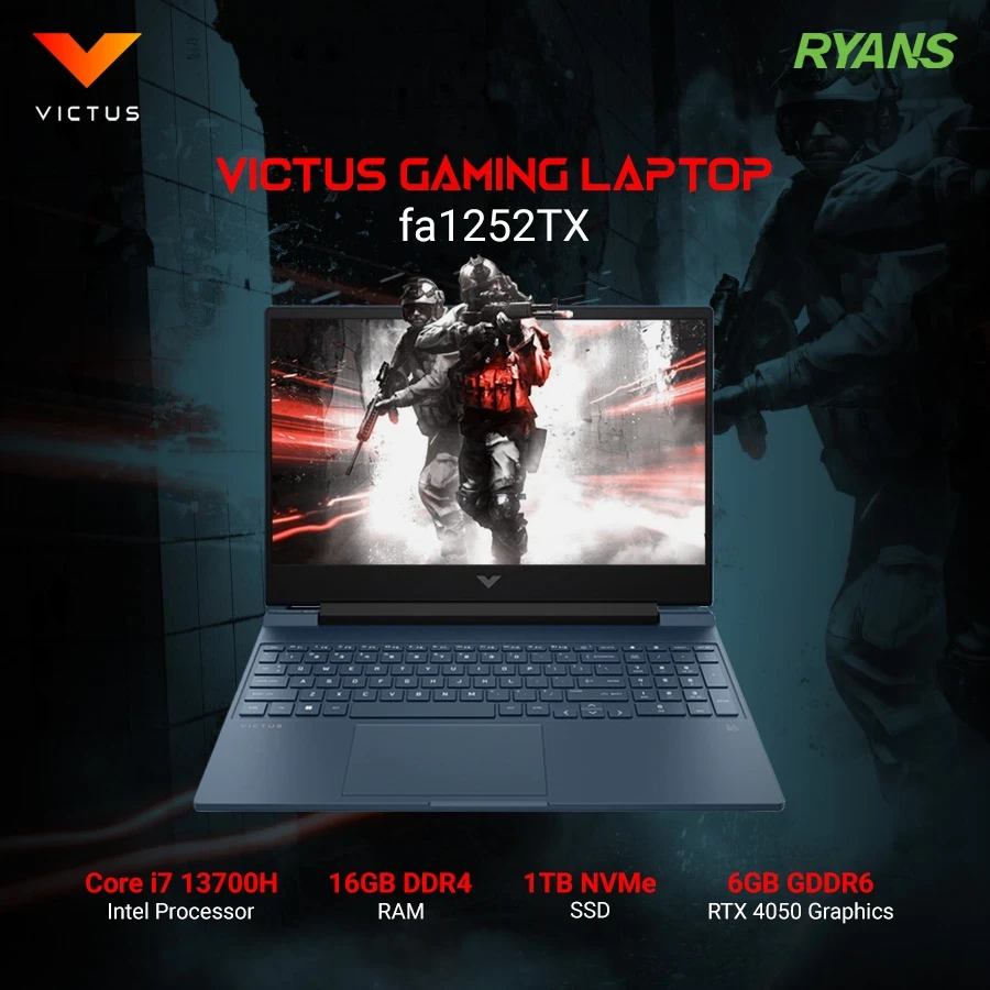 HP Victus Gaming 15-fa1252TX Intel Core i7 13700H 16GB RAM 1TB SSD 15.6 Inch FHD Display Performance Blue Gaming Laptop