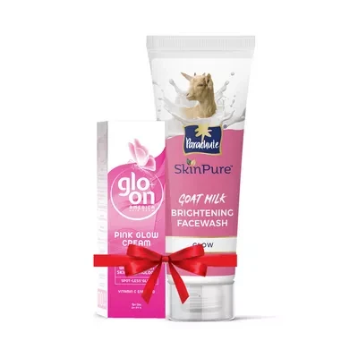 Parachute SkinPure Goat Milk Brightening Glow Facewash 100 gm & Glo-On Pink Glow Cream 50 gm Combo